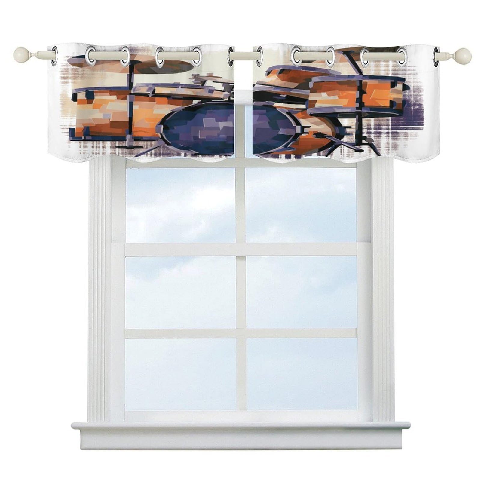 Fekiloot Style Jazz Drum Short Curtains Valance Curtain