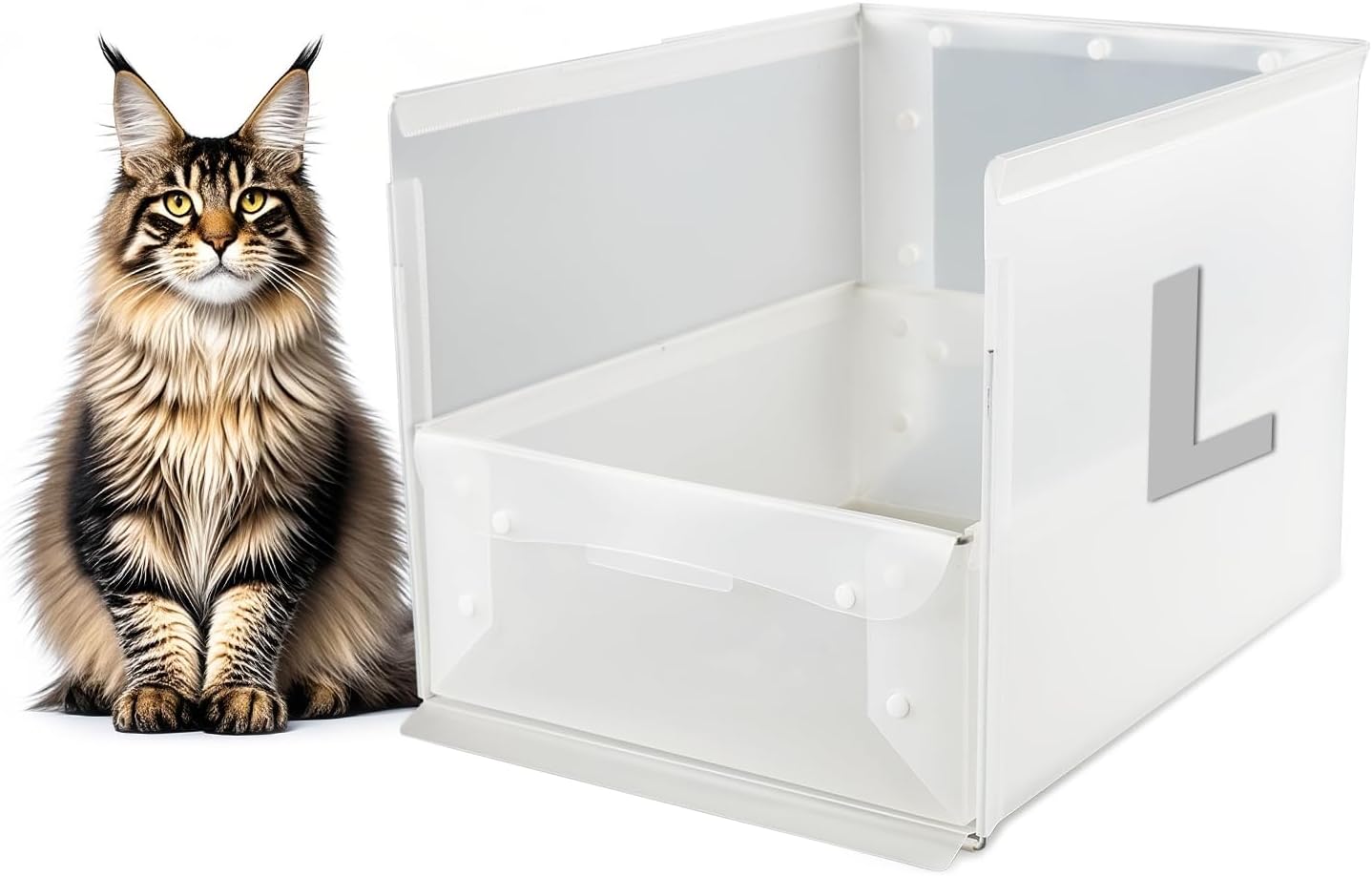 Cat Litter Box with Enclosure,Kitty Litter Box High Side Extra Large Travel Box for Privacy Without Leaking, Easy to Clean Easy to Assemble Foldable 24''L X 16''W X 16''H (White, XLarge) White Large