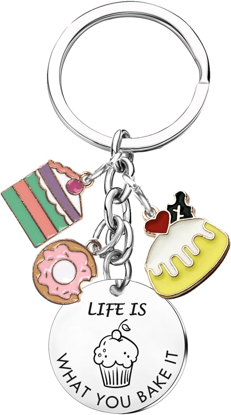 Baking Lover Keychain Baker Gift Thank You Gifts for Bakers Culinary Student Gifts Culinary School Graduation Gift Cooks Cupcake Keyring - Image 1 of 3