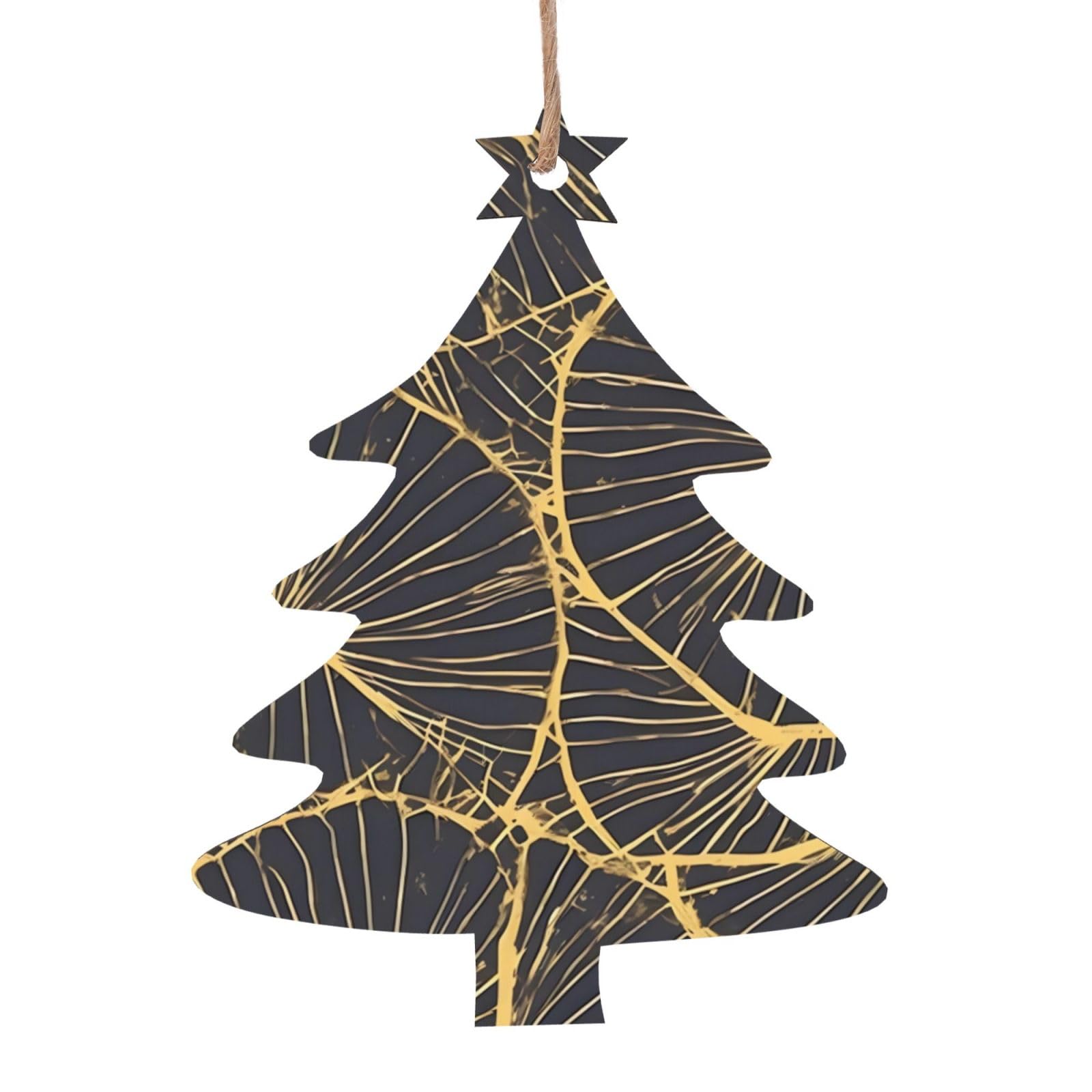 Golden Leaf Printed Christmas Wooden Pendants, Simple and Environmentally Friendly, Holiday decorationsã€‚