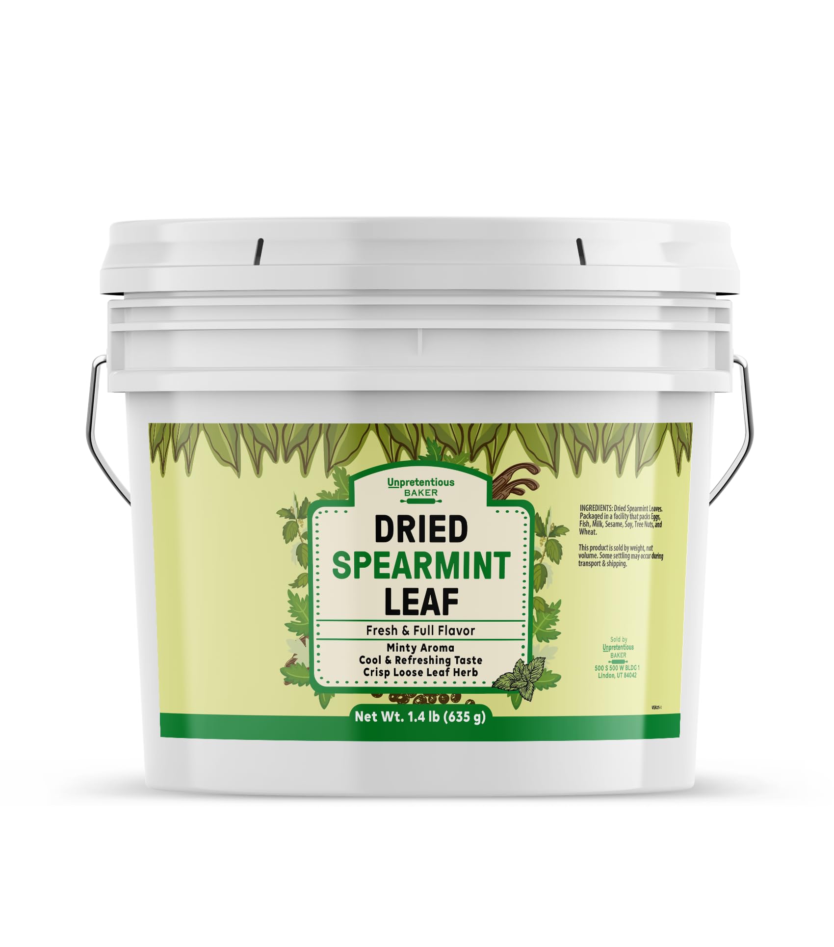 Unpretentious Dried Spearmint Leaves (1 Gallon) Fresh Taste, Crisp Loose Leaf Herb, Pesto, Lemonade, Desserts