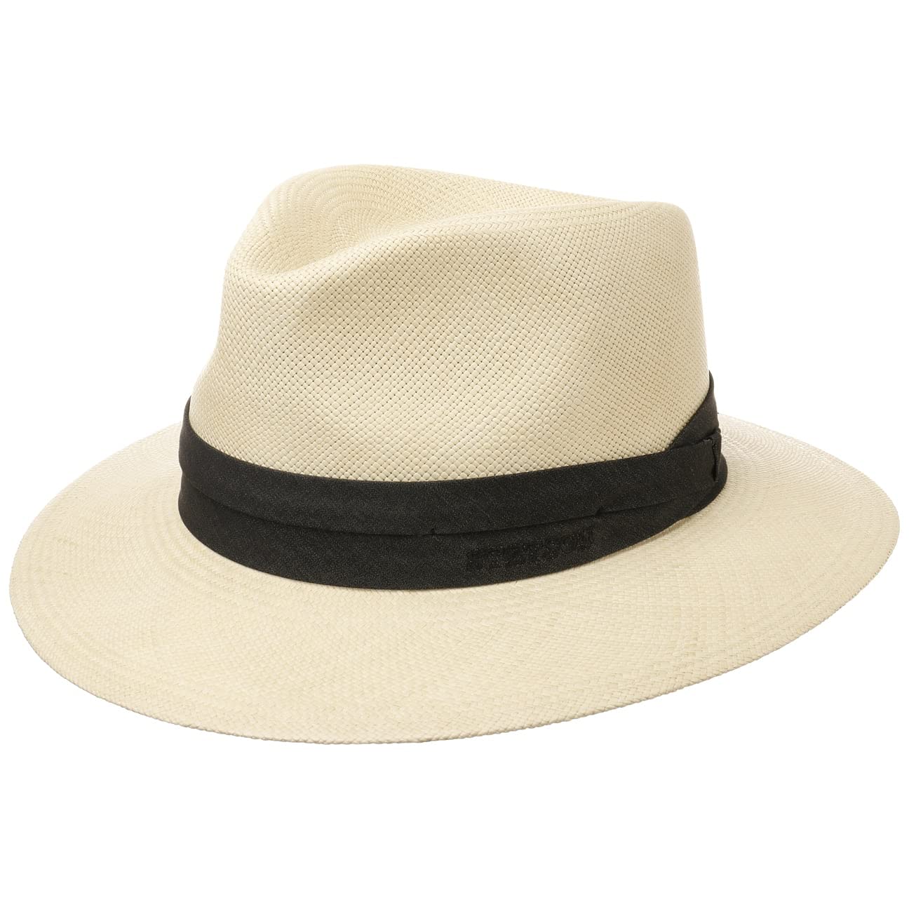 Stetson Sombrero Panamá Jefferson Hombre - Made in Ecuador de Paja Traveller con Banda Grosgrain Primavera/Verano