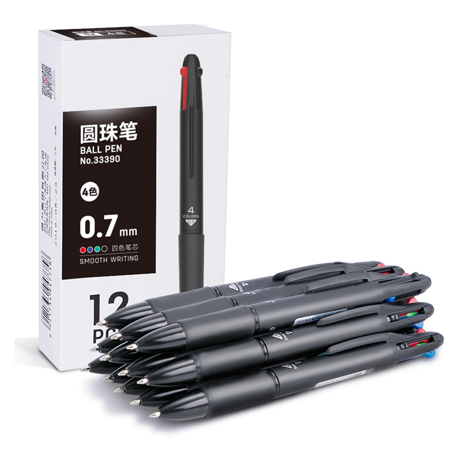 RBRMHM 12Pcs Multicolor Pen for Adult Noting, 4 Color-in-1 Ballpoint Pen Retractable Ballpoint Pen Stocking Fillers