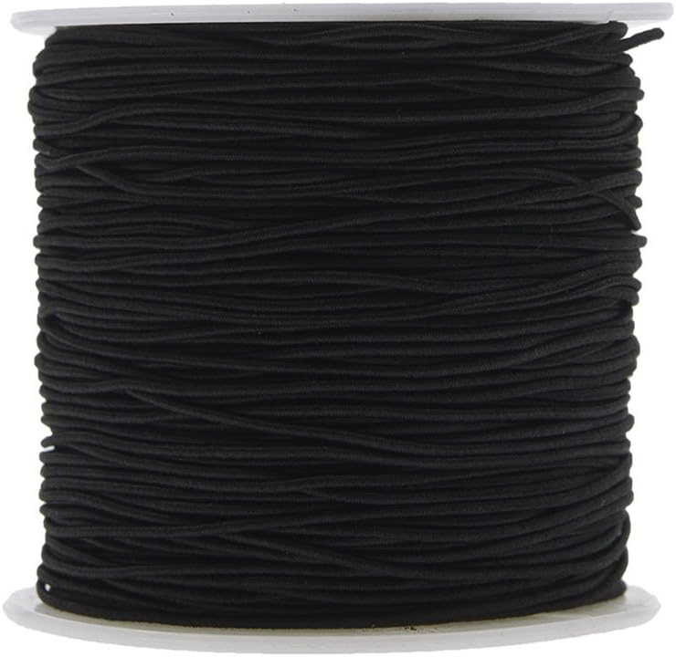 Keyzone 1 mm Elastic Cord Thread Beading String Cords, 100 Meters, Black