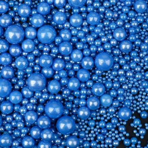 Blue Sprinkles for Cake Decorating, 4.6oz Edible Royal Blue Pearl Sprinkles
