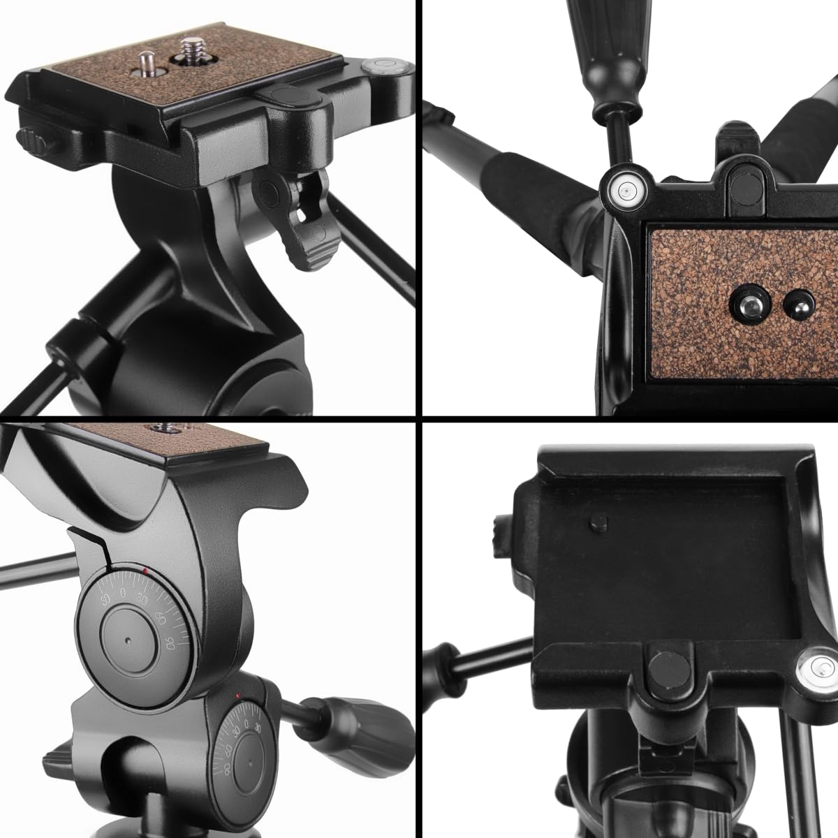 Walimex Pro FT-6653H aluminiowy Pro-3D przechylacz (obciążalność 6 kg, kontrola frykcji, duża płytka do szybkiej wymiany, zabezpieczenie przed upadkiem)