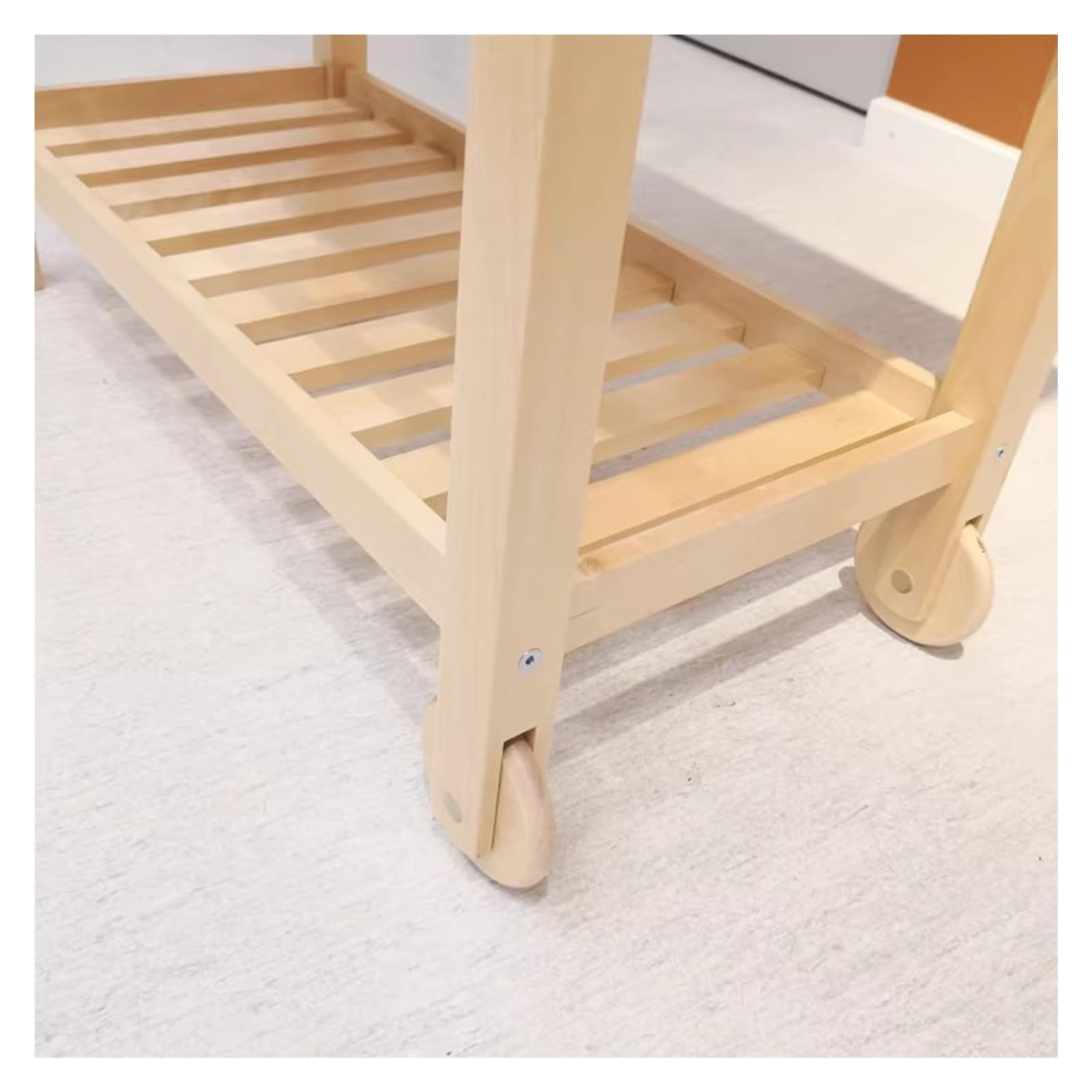 Carrello da cucina Isola cucina su ruote con cassetti, ripiani aperti a doghe, piano di lavoro e ruote mobili