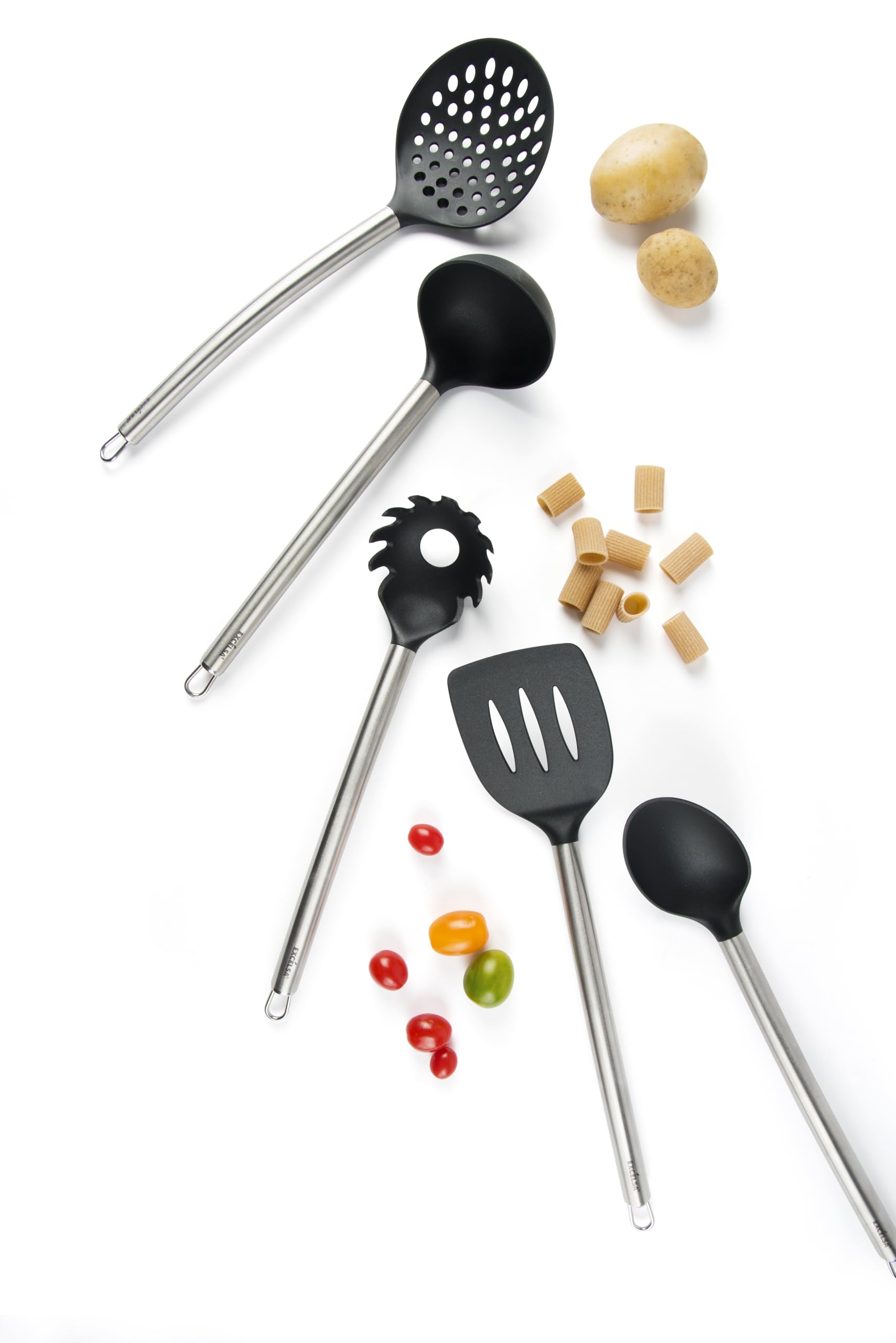 Excelsa Classic Set Utensili da Cucina, Nylon, Nero, 5 Unità