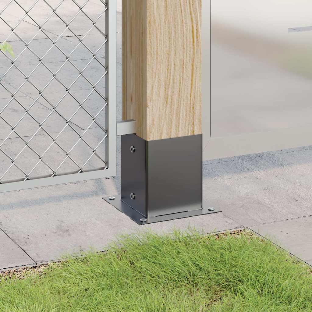 4er Set Pfostenträger Quadrat 121x121 mm Pfostenschuh aus Stahl Pulverbeschichtet Anthrazit Aufschraubhülse für Zaunpfosten Pavillon und Balken