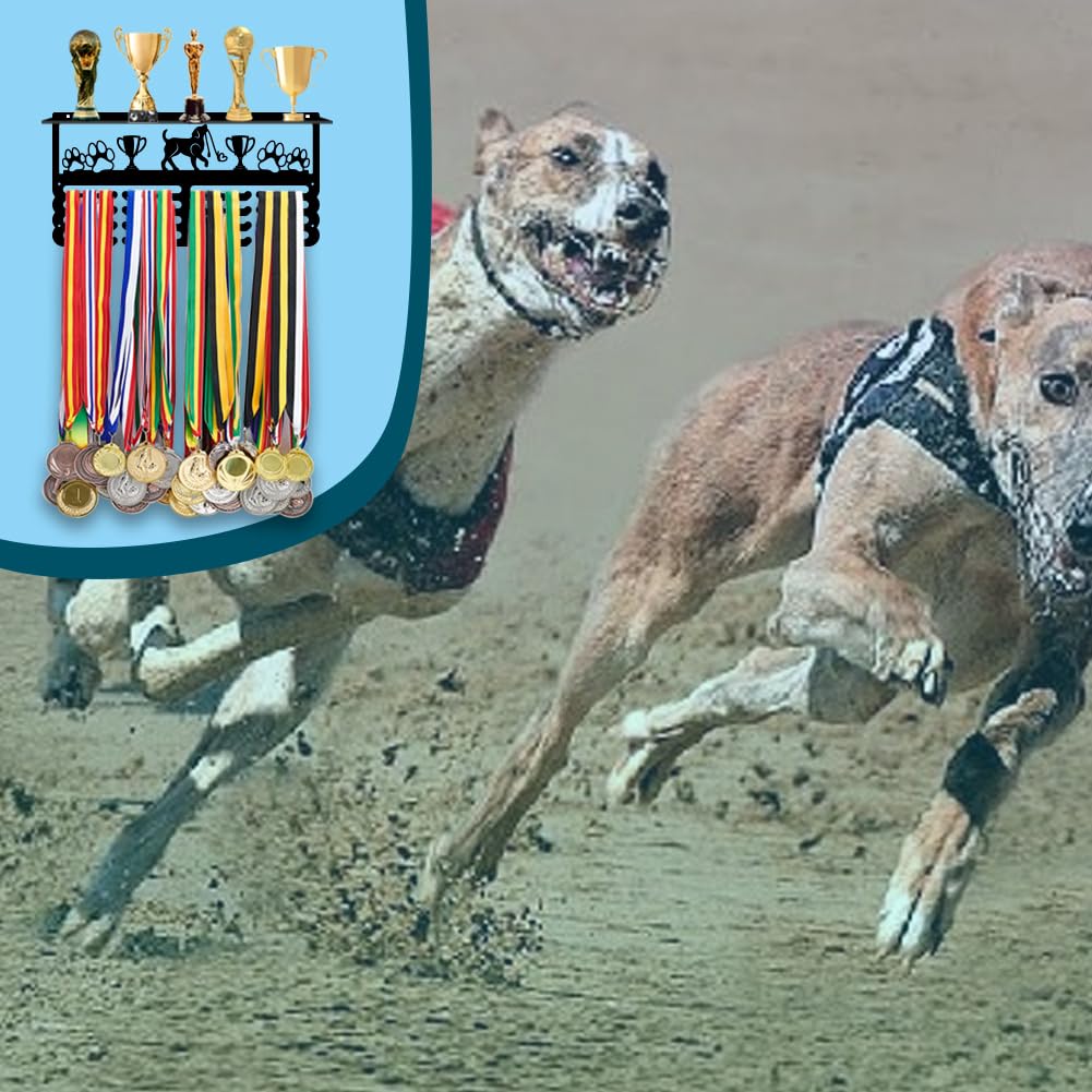 PH PandaHall Porta Medaglie per Cani Porta Trofei Organizer per Esposizione, Espositore Da Parete per Medaglie In Metallo per Competizioni Canine Regalo per Animali Domestici, 40x20cm