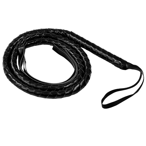Black Prop Whip for for Halloween Costume (Non-Functional)- Cat, Cowboy Costume Accessories for Woman Women