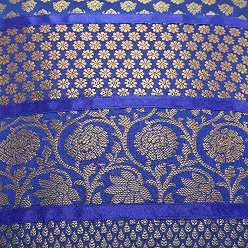Image of Home Decor Decorative Heavy Brocade Banarsi Silk Cushion Covers Pillowcase 16 inch Rajasthani Diwan Living Room Sofa Settee Couch Cushion Pillow 40 x 40 cm (Blue, 5)