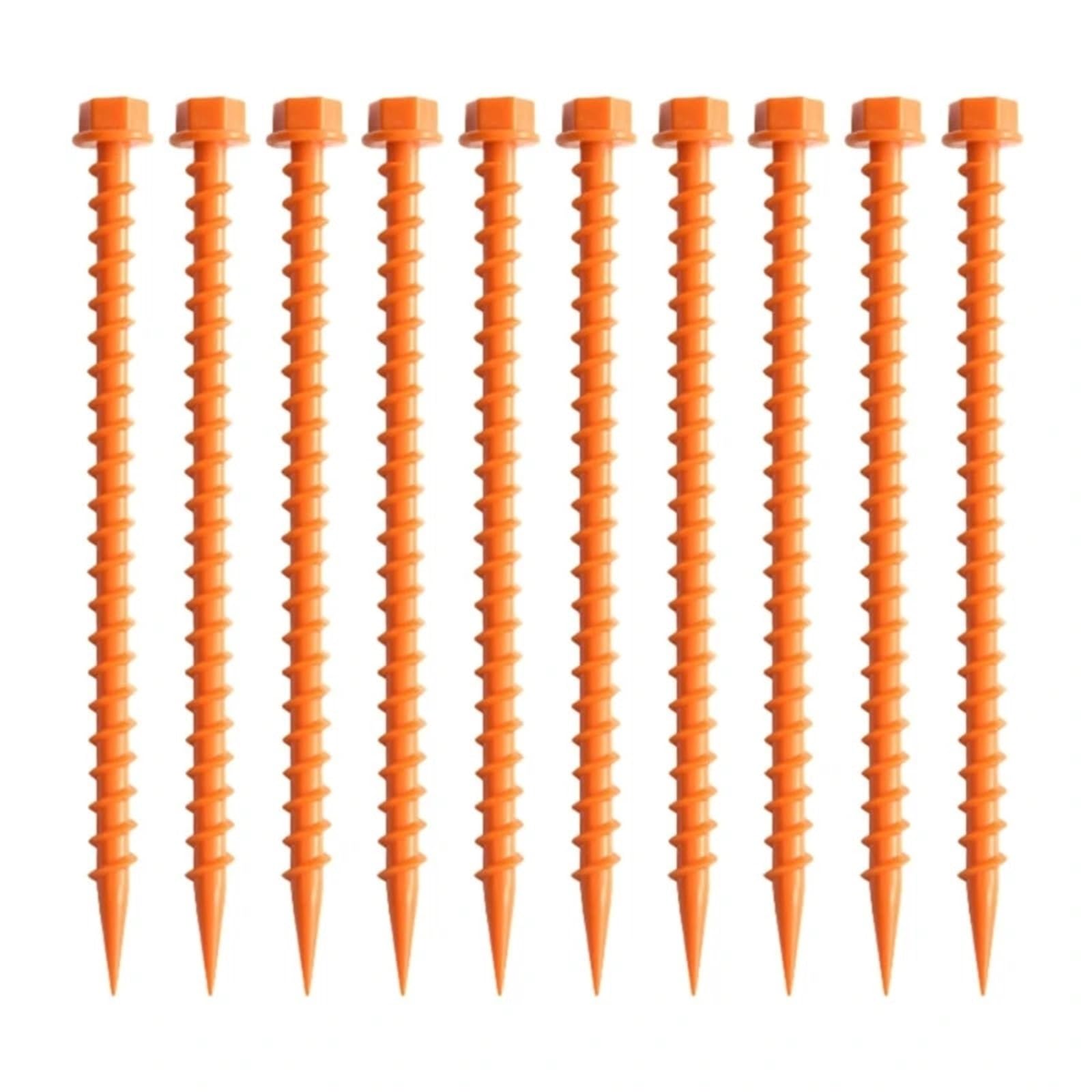 Piquets de Tente Camping, 20 pièces, Clous à vis en Plastique, piquets for la Fixation des tentes, bâches Pluie Plein air pour Camping, Tonnelles(Orange Color)