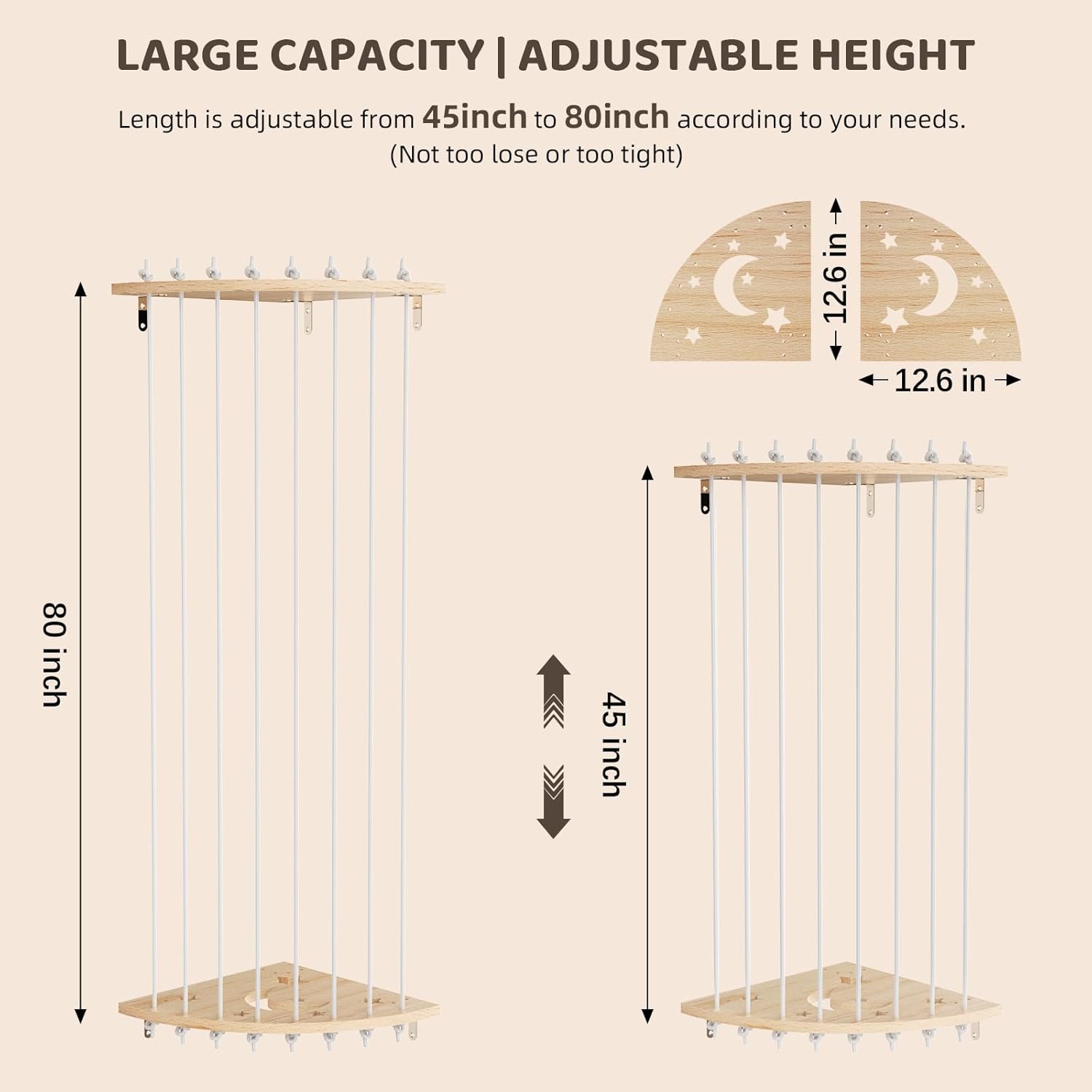 Stuffed Animal Storage Toy Organizer, Wood Corner Plushies Storage Wall Shelf with Adjustable Length, Hanging Stuffed Animal Holder for Kids Playroom Bedroom Organizer