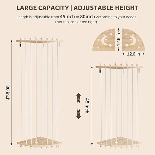 Miniatura 2 de Organizador de juguetes de almacenamiento de animales de peluche, estante de pared de almacenamiento de felpa de esquina de madera con longitud