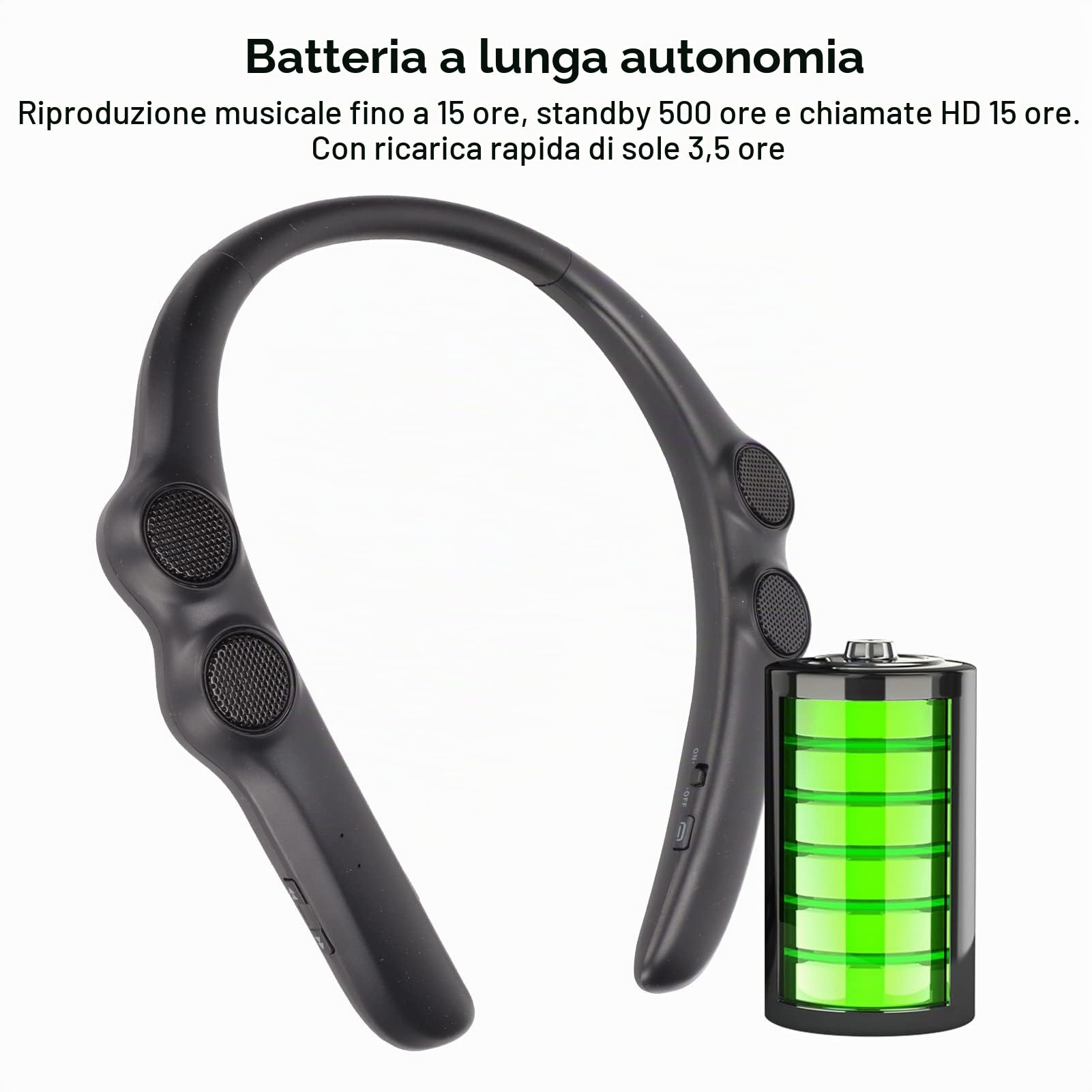 JTLB Cuffie Wireless Bluetooth 5.3 con Archetto da Collo con Microfono con Cancellazione del Rumore, impermeabilità IPX4, Suono Stereo Perfetto per lo Sport e L'uso Quotidiano