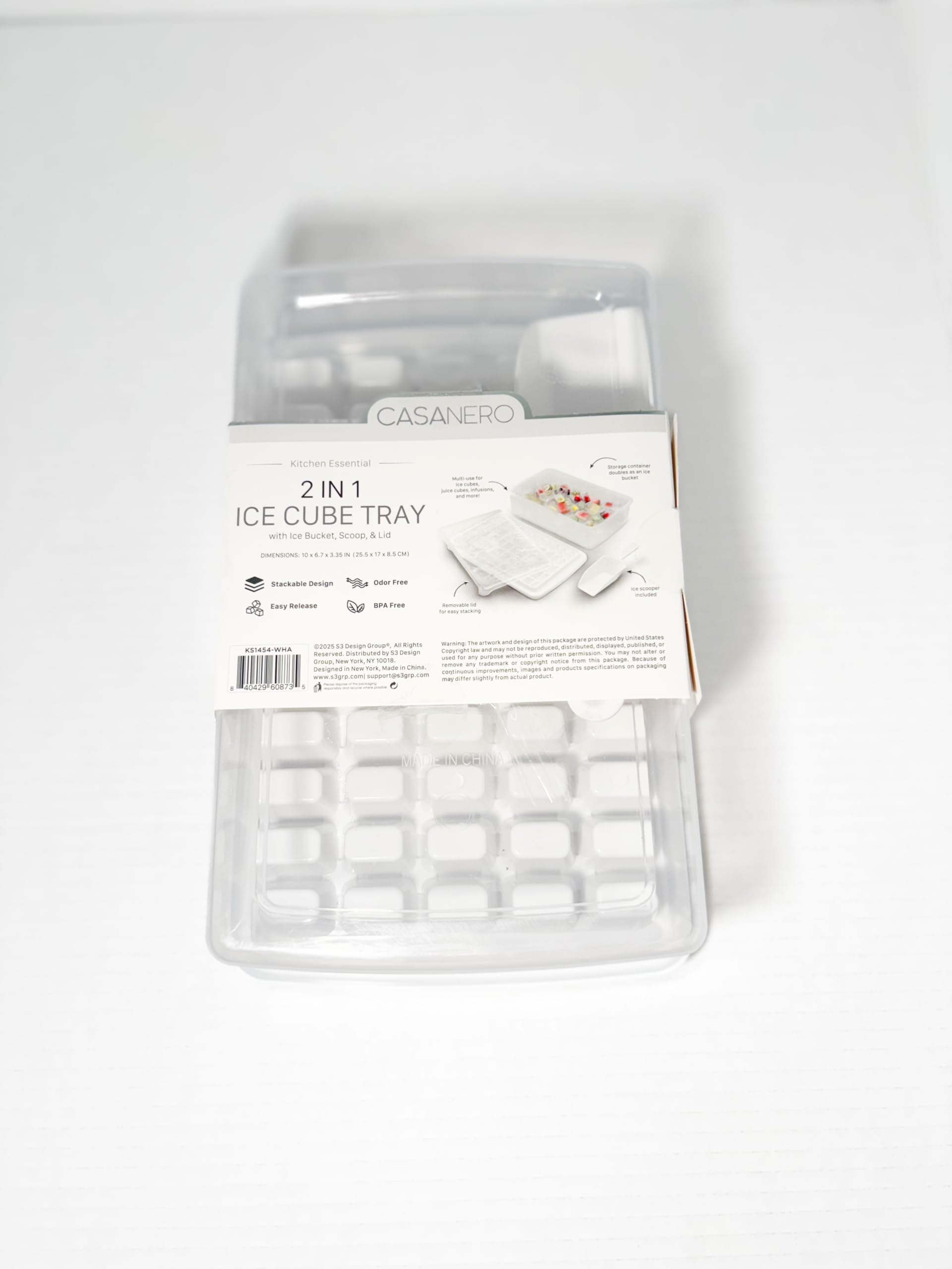 Amazon.com: 2 in 1 Ice Cube Tray with Ice Bucket, Scoop, & Lid