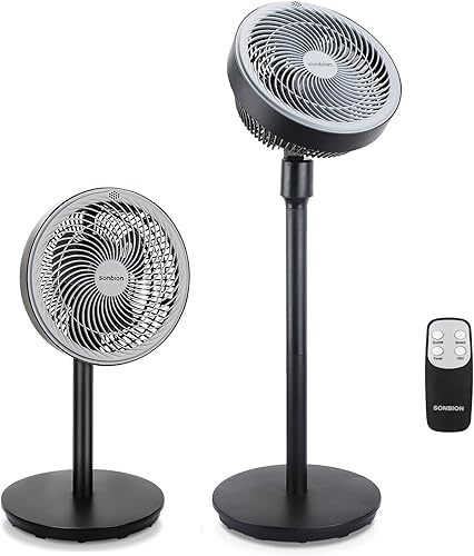 SONBION Ventilador de pedestal, ventilador de piso silencioso con control remoto, ventilador eléctrico oscilante para dormitorio, sala de estar,