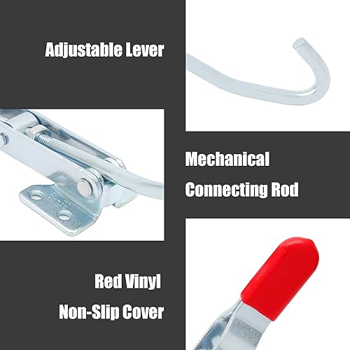 Miniatura 4 de Paquete de 2 abrazaderas de palanca con gancho en J, abrazadera de pestillo de palanca resistente, número de capacidad de 375 libras385.8 lbs,