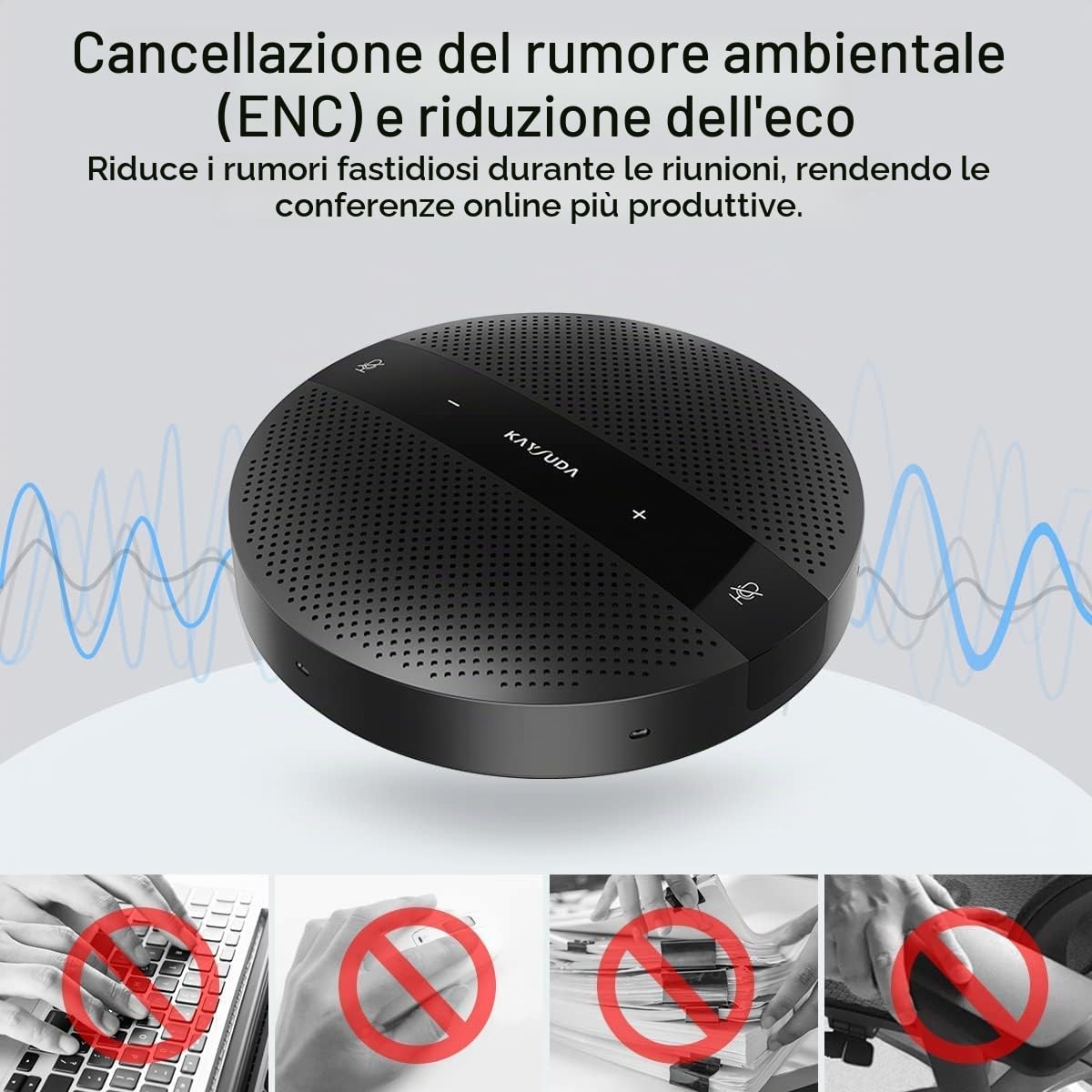 Microfono vivavoce per PC per computer, PS4 e XBOX, microfono Mic/Altoparlante USB omnidirezionale 360 ° per videoconferenza, riunioni online, registrazione, chat online, affari Skype, chiamate VoIP