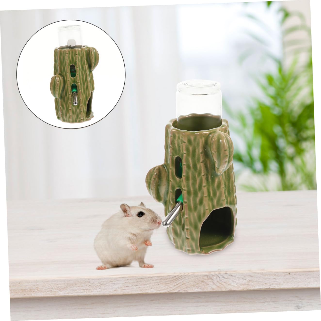 Hamster Wasserflasche mit Keramikhalter Verstellbarer Trinkflaschenständer für Kleine Haustiere Wie Hamster Chinchillas Meerschweinchen und Mäuse Auslaufsicher und Praktisch
