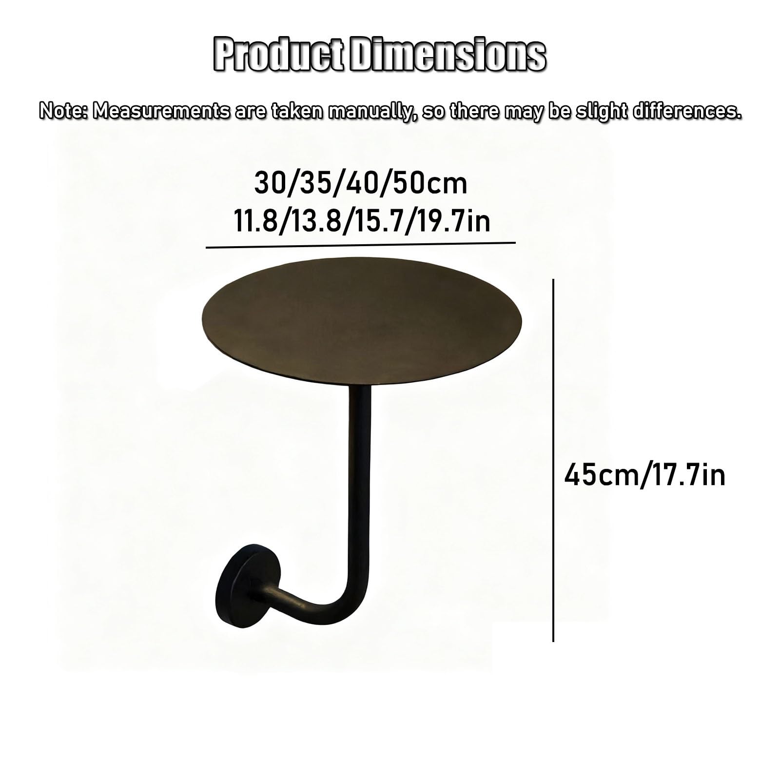 Mesa auxiliar redonda montada en la pared, soporte de metal en forma de L, mesa de bar flotante moderna para espacios pequeños, ideal para el hogar, cocina, cafetería y restaurante
