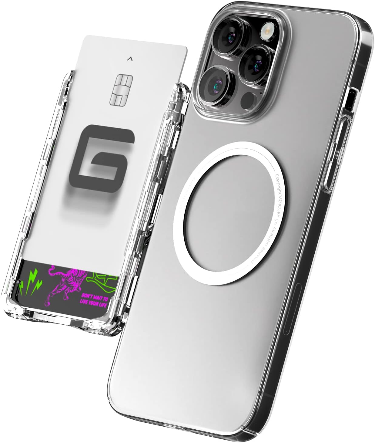 GOOSPERY Magnetic Card Holder with Phone Universal MagSafe Designed for iPhone & Galaxy/Android, Clear