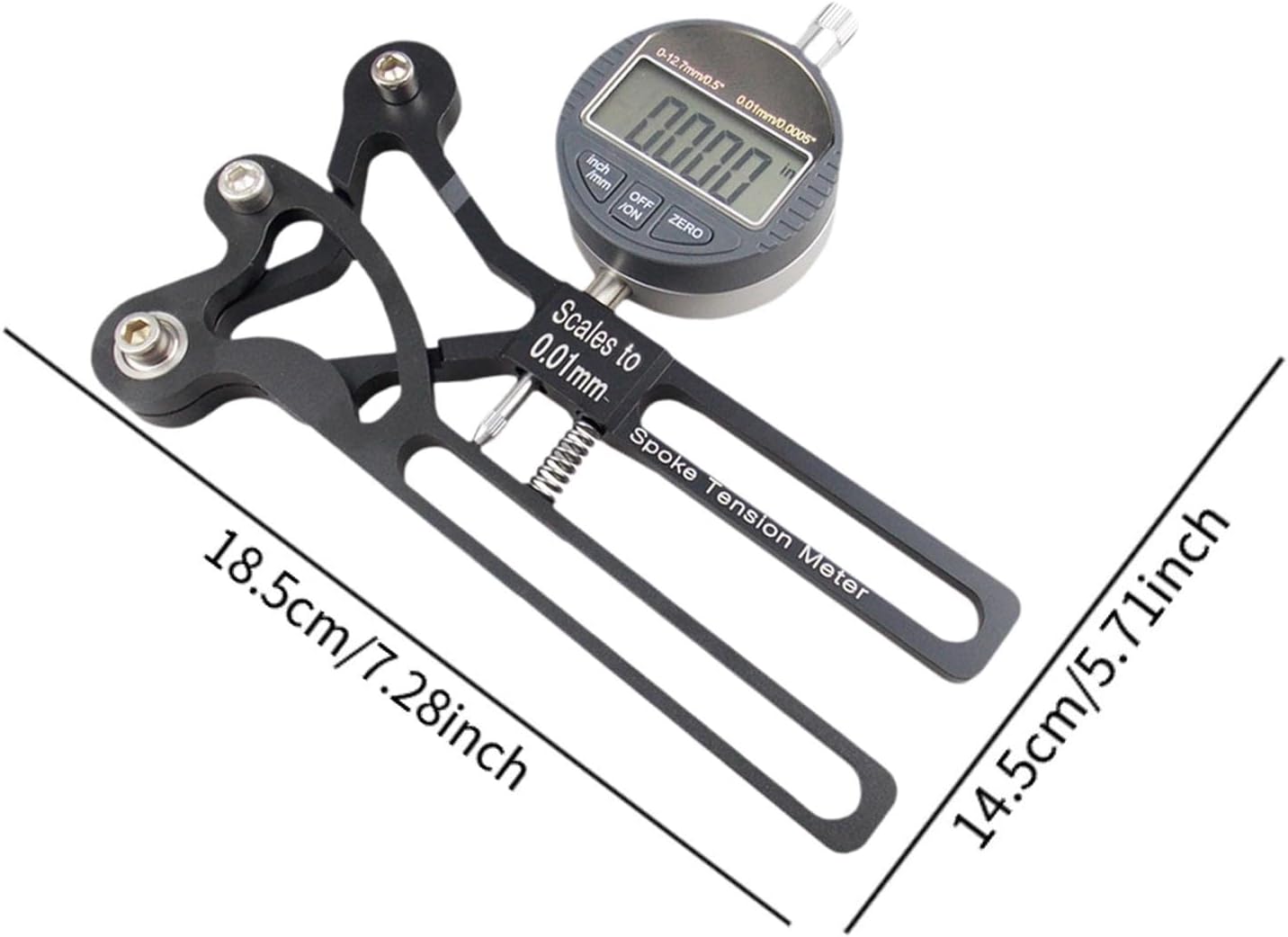 Bicycle Spoke Tension Meter, with Digital Display, Wheel Manufacturing, Aluminum Alloy Repairing Tool, Bike Truing Tool, Black