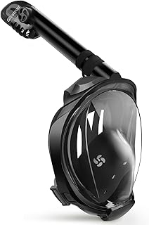 Greatever G2 - Máscara con esnórquel de cara completa, sistema de parte superior seca, plegable, visión panorámica de 180 grados, soporte para cámara, respiración segura, es hermética y antiempañante
