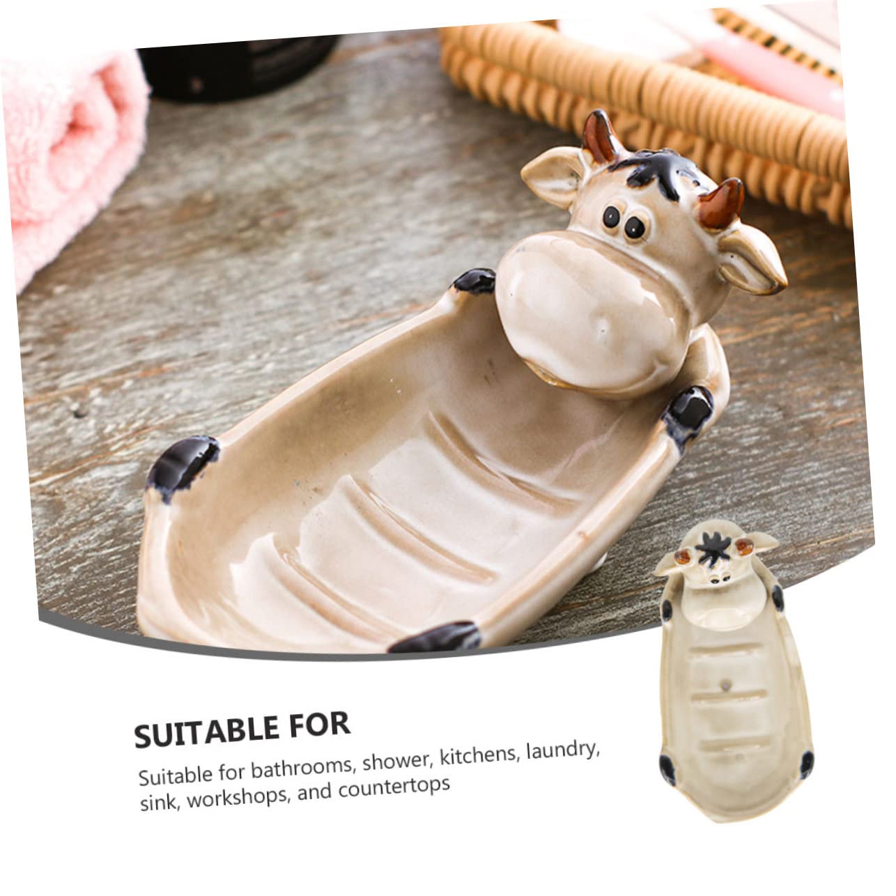 ELAYARD Keramik Seifenschale In Kuh-Design - Lustig & Praktisch Mit Abfluss