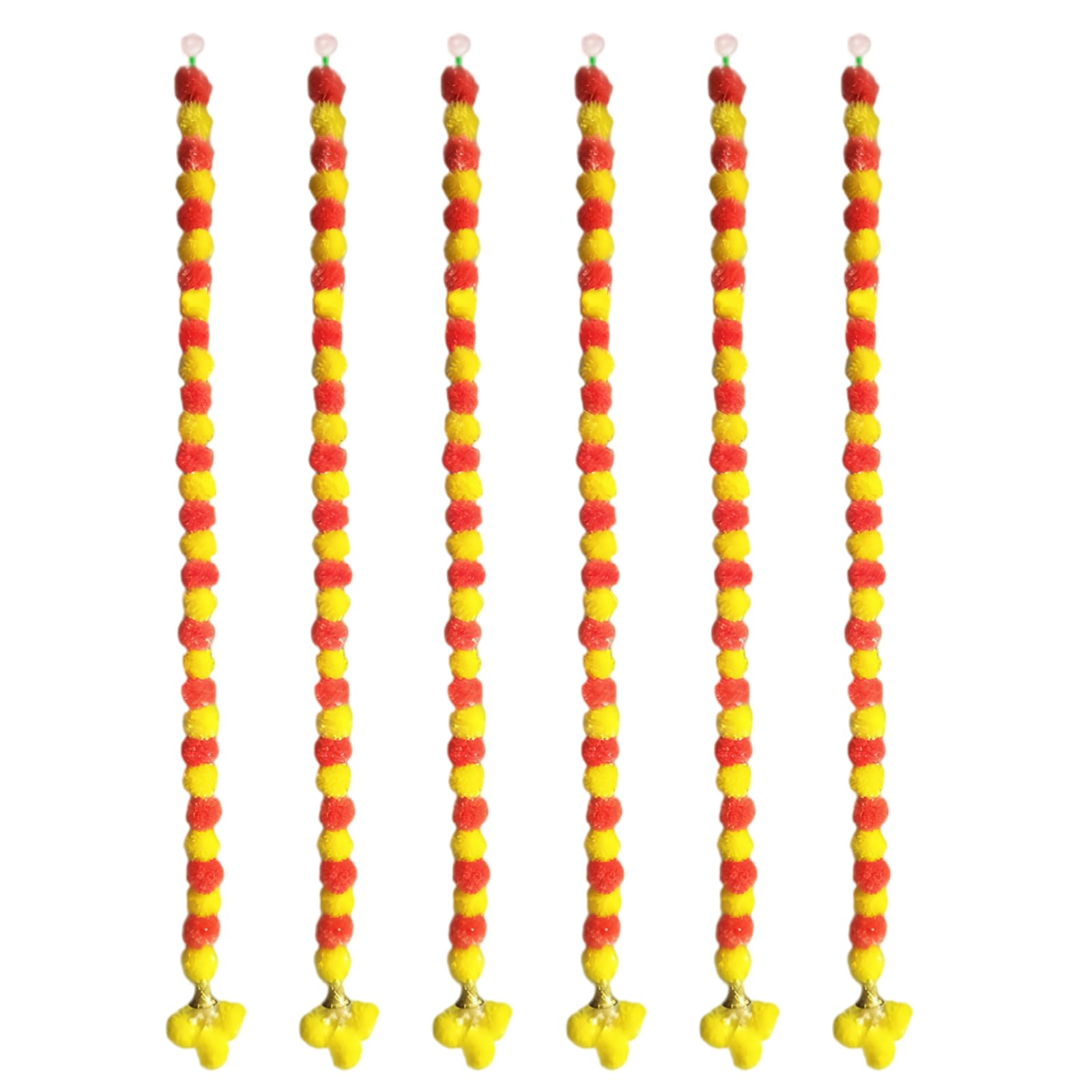 Hbbgdiy 6PCS Marigold Garland 5ft Red and Yellow Marigold Flower Garland with Golden Bells Festive Decoration for Diwali Home Door Wedding Halloween Party Decor