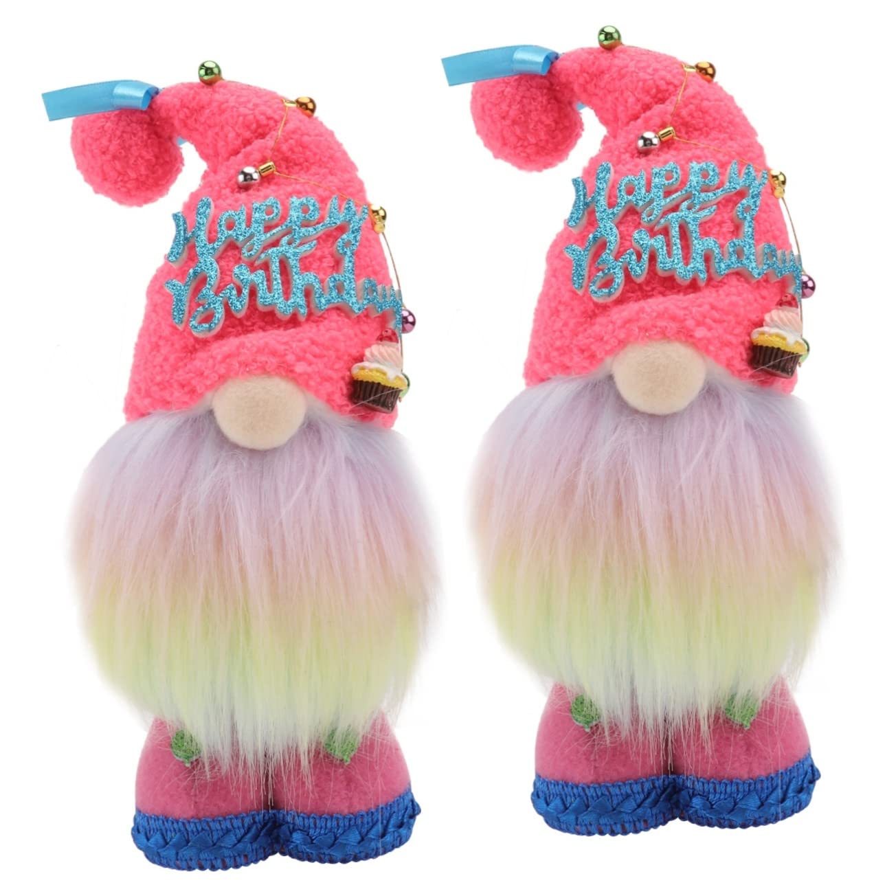 Amosfun 2 pcs Nisse Adornment Indoor Happy Outdoor Man Swedish Pink Figurines Decorations- Handmade Favors Nordic Elf Decor Gnome Decoration Lovely Plush Style Faceless for Ornament Doll