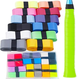 12 Pieces Tennis Racket Grip overgrip Tape Tennis Accessories Precut Badminton Racket Grip Colorful for Anti-Slip and Sweat Absorbent Grip