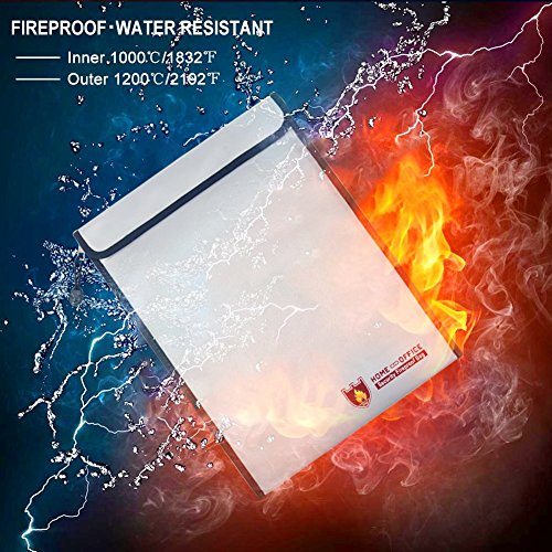 Preisvergleich Produktbild Feuerfeste Dokumententasche wasserdichte Sicherheits Aufbewahrungstasche, Silikonbeschichtet Fiberglas Aktentasche Laptoptasche, 11"x 15" (LxW), Silber