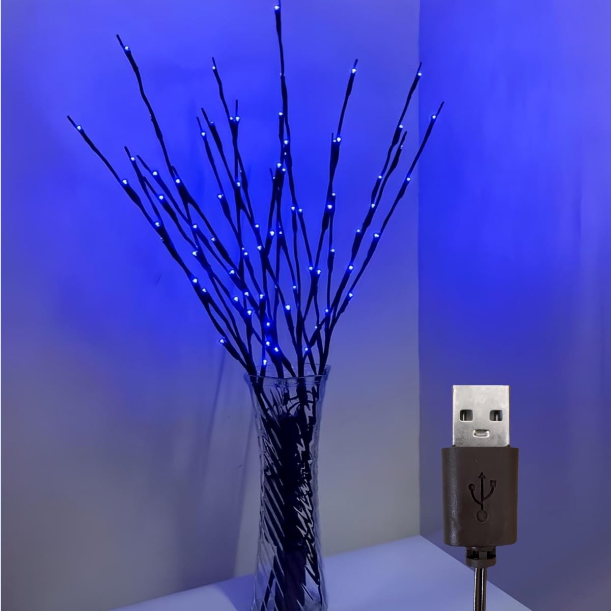 6 PCS LED Lighted Twig Branches 120 LED Beads Warm White Colored USB Operated Decorative Branch Lights for Vase Bedroom Restaurant Coffee Bar Library Party Photo Background 70CM