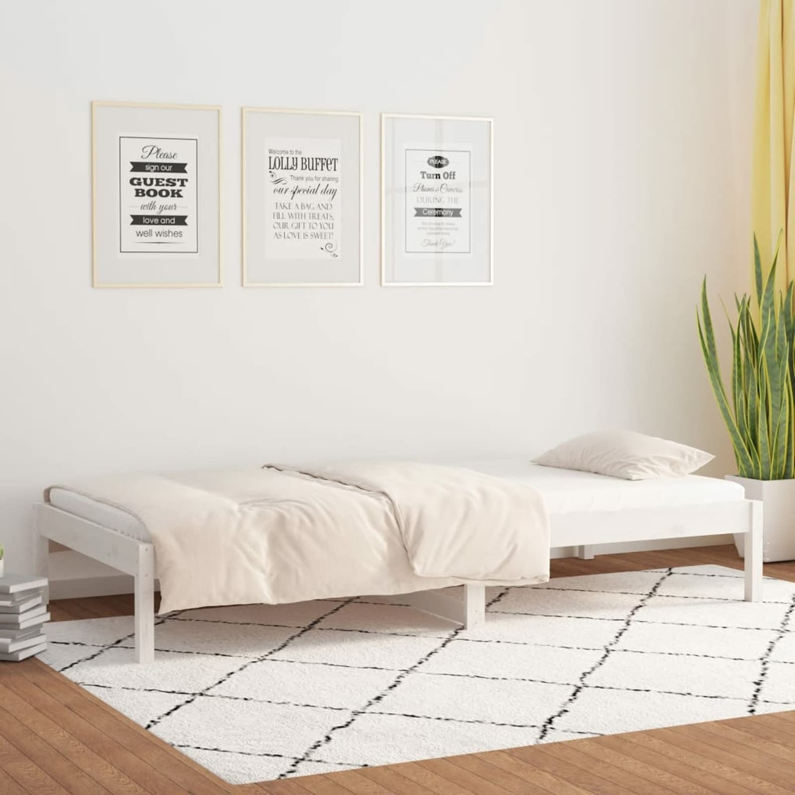 Homgoday Dormeuse bez materaca biały 90 x 200 cm lite drewno sosna, sofa rozkładana, sofa rozkładana, gotowe łóżko, rama sofy, łóżko fotelika model 820413IT