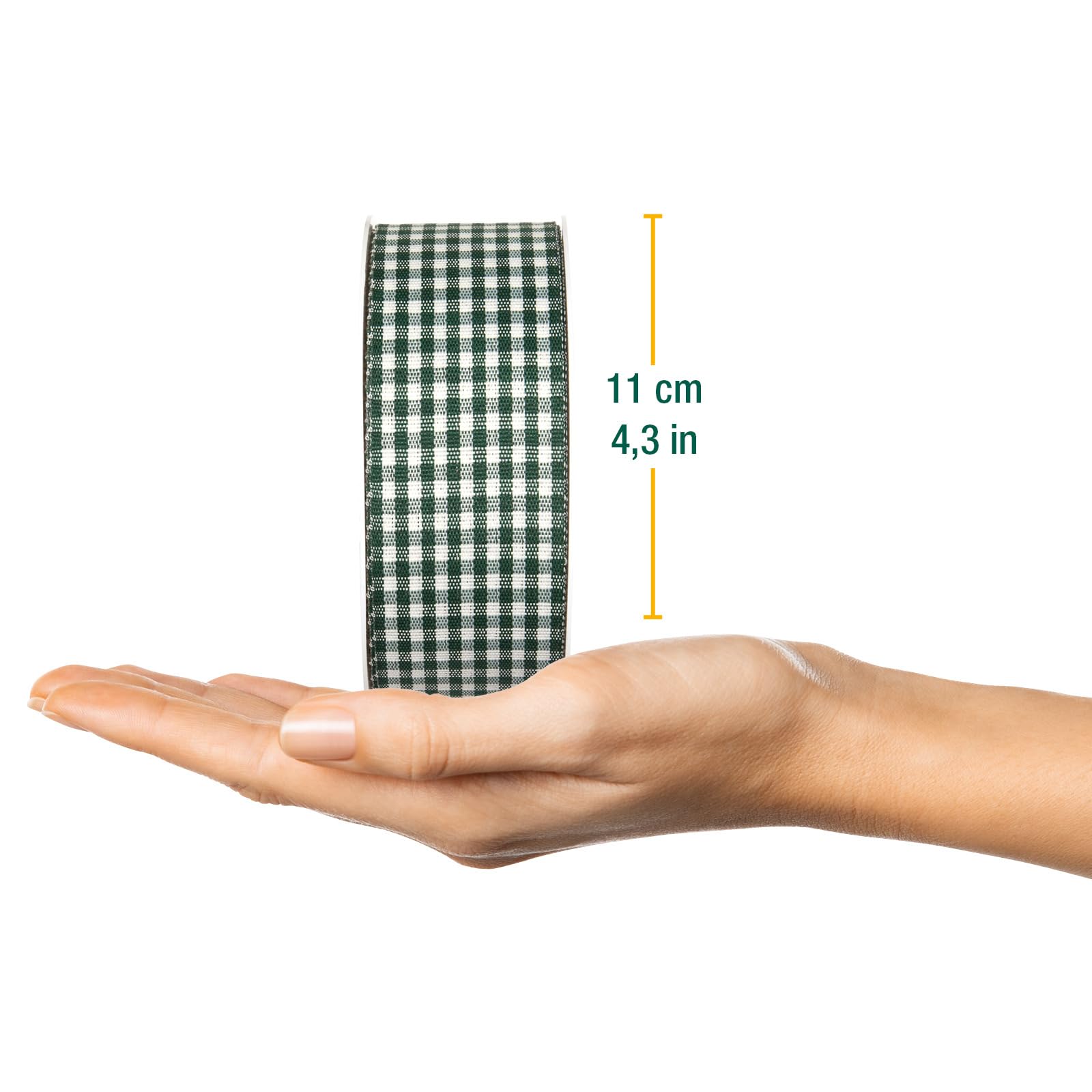 Halbach Seidenbänder Premium Vichy Checked Gift Ribbon (Dark Green) Width 40 mm Length 25 m Checked Ribbon Made in Germany Checked Ribbon in Many Colours - Image 2