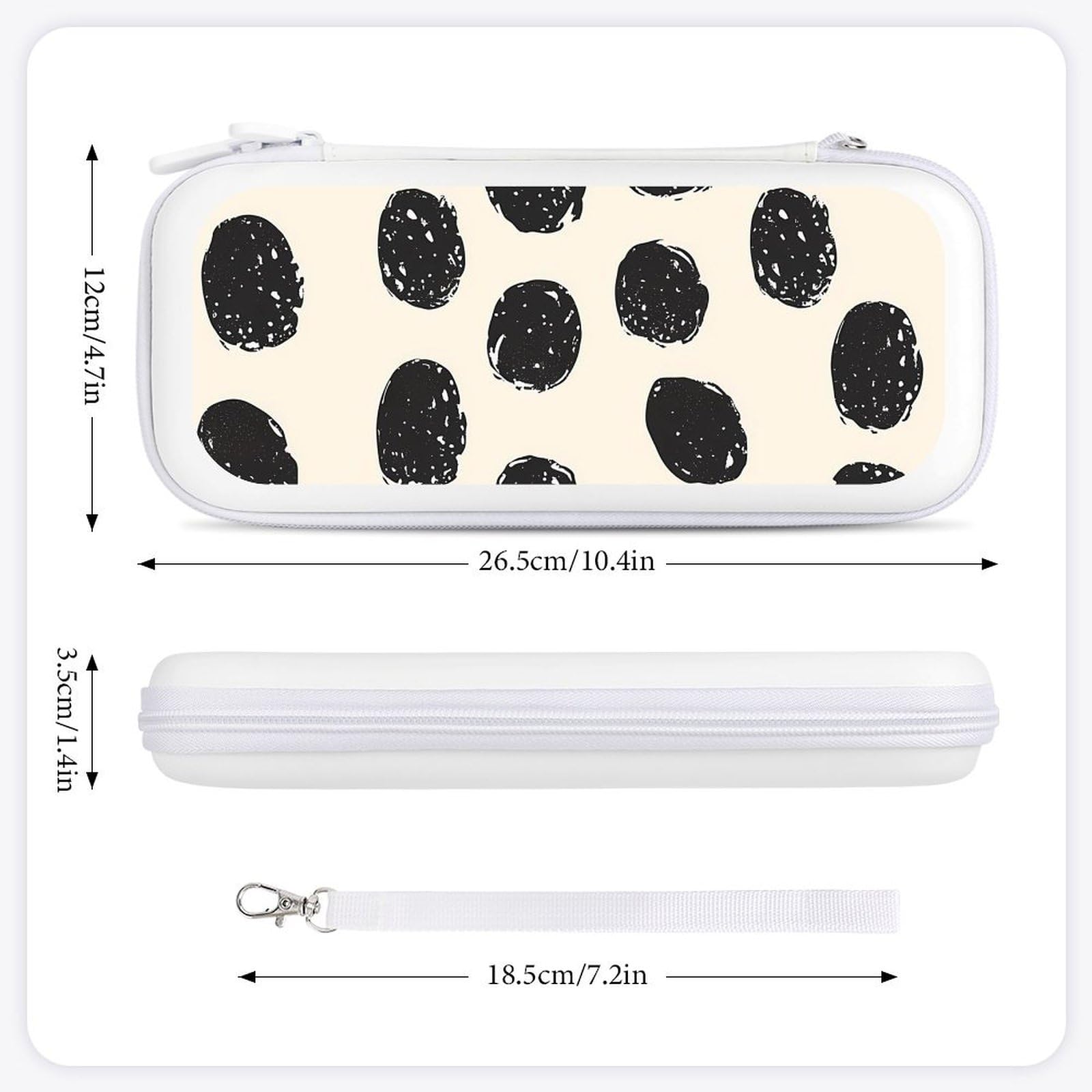 Minimalist Dots Ovals Compatible with Switch Carrying Case Hard Travel Game Bag Pouch with 15 Games Accessories White-style