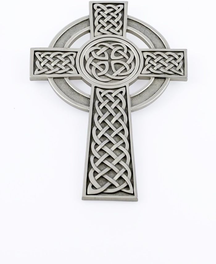 Pewter Knotted Celtic Wall Cross with Antique Finish, 8 Inch