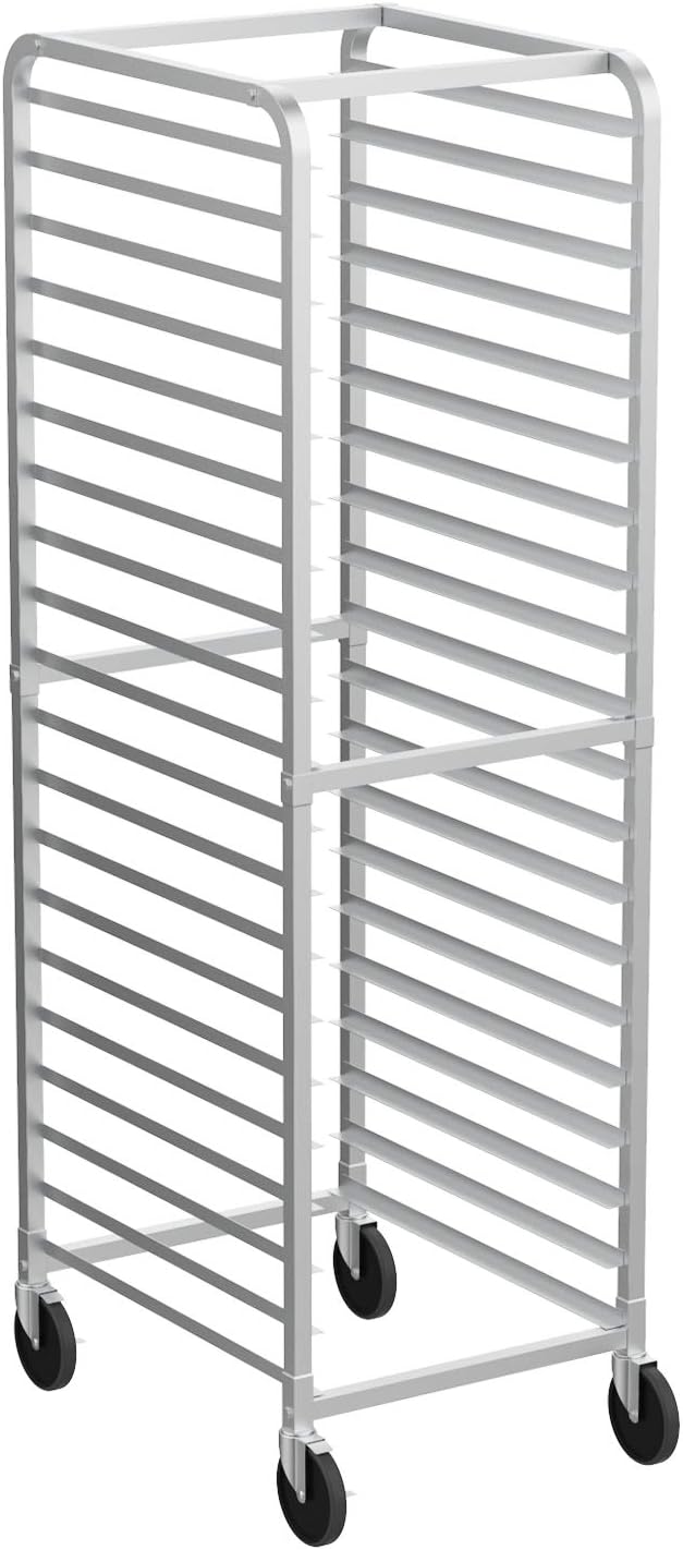 VINGLI 20-Tier Bakery Rack Commercial Stainless Steel Sheet Pan Rack with Brake Wheels for Kitchen, Restaurant, Pizzeria …