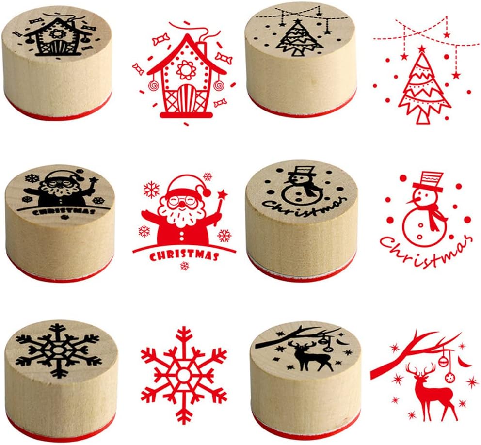 Happy Birthday Wooden Stamp Set, 6 Pcs Rubber Stamps | 6 cute wooden rubber stamps with birthday themes. Ideal for card making and scrapbooking. A great gift for craft lovers.