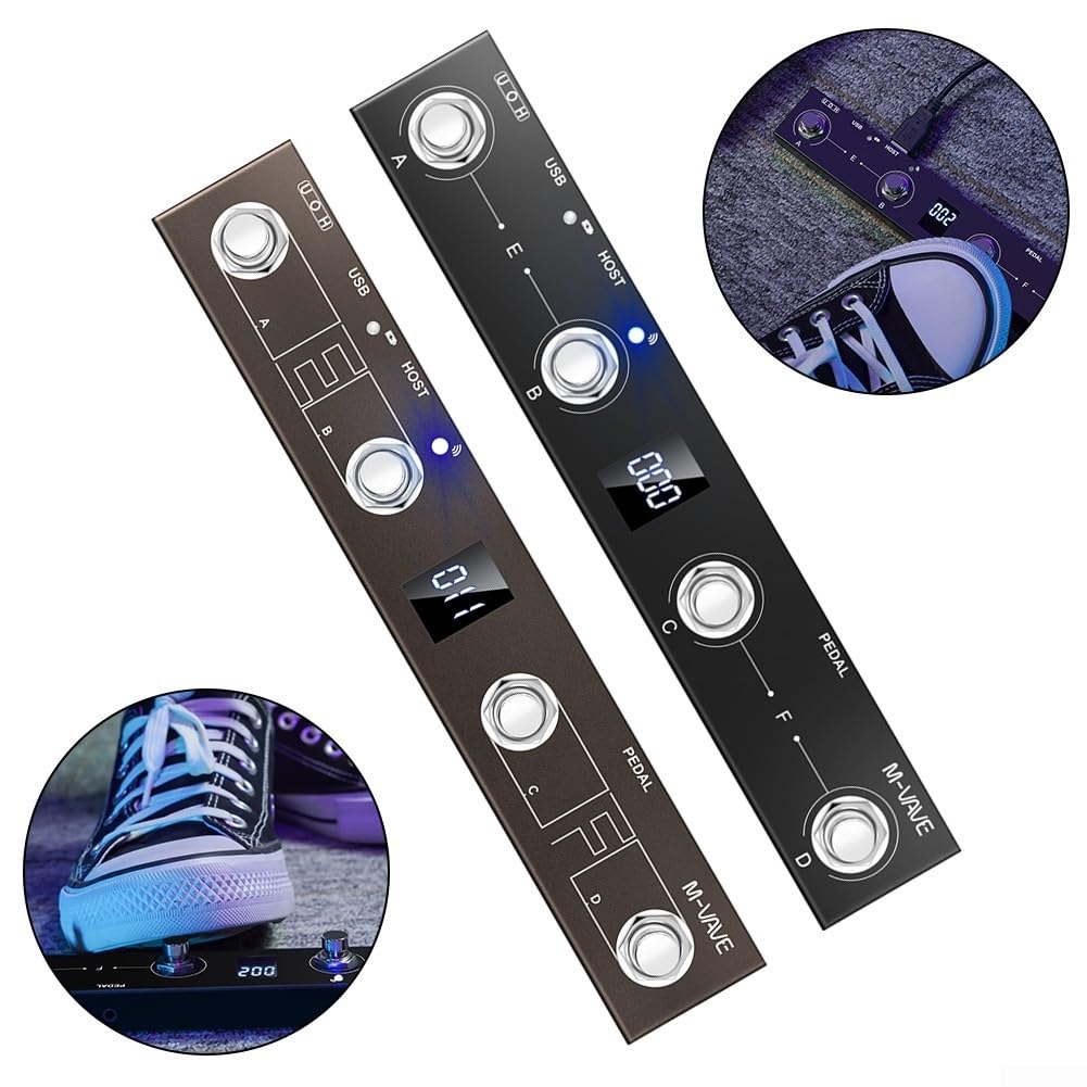 MIDI - Controlador MIDI inalámbrico, recargable con 4 botones, pedal MIDI portátil para M-VAVE Chocolate Plus (marrón)