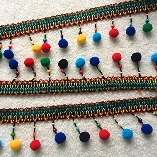 Adorno de flecos con borlas y cuentas de 5 yardas, 1 pieza