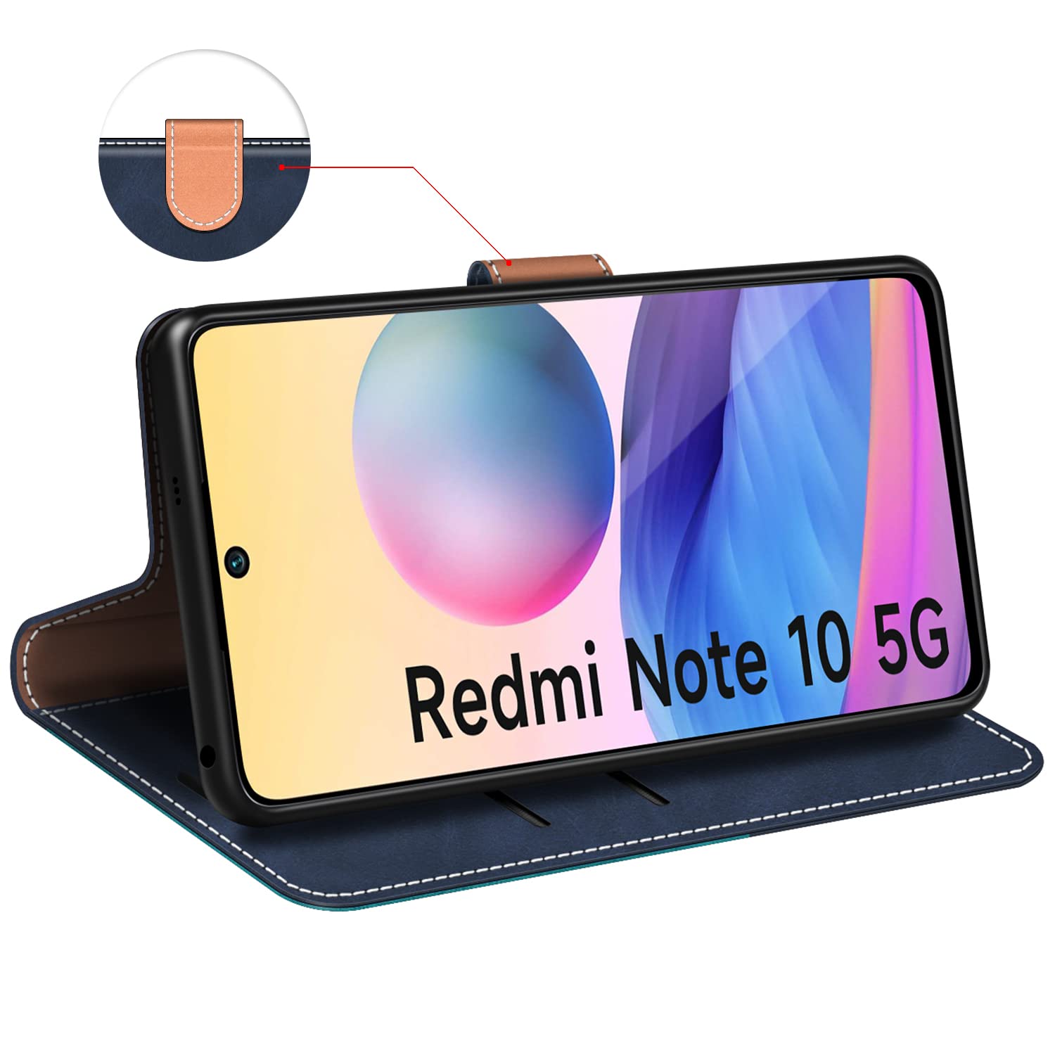 SATURCASE - Custodia Per Xiaomi Redmi Note 10 5G, In Pelle PU