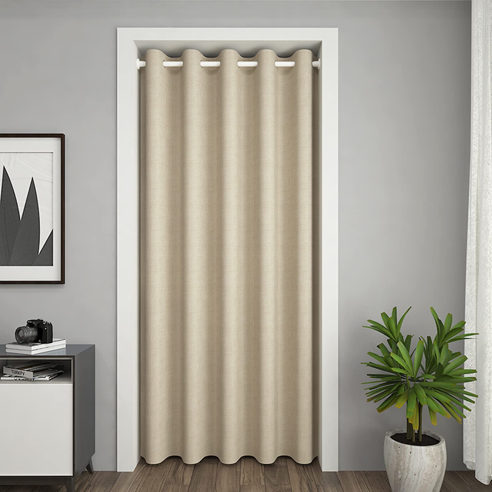 Noise Reduce,Thermal Insulated,Windproof,Energy Efficient,Partition Curtain,Soft Door Curtain Panel,Blackout Curtain,Decorative Doorway Curtain-Khat color (w)200cm x (h)180cm,For 111-140cm door width