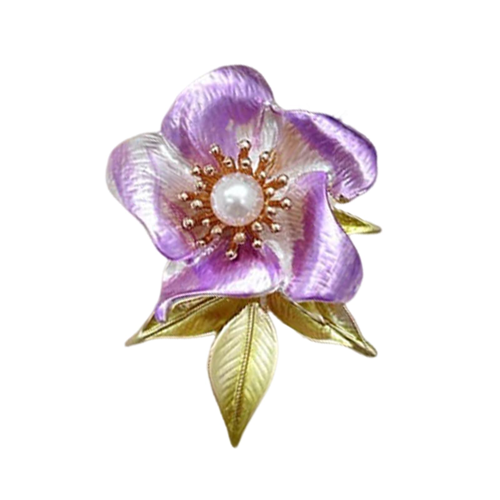 Morain Elegant Camellias Brooch Pin With Faux Pearls Lapel Accessory Sophisticated Jewelry Accessories For Wedding Attire