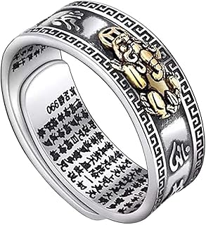 Deft and Professional Lucky Rings for Women, Open Adjustable Feng Shui Pixiu Mantra Protection Wealth Pixiu Charms Ring Amulet Jewelry Attract Fortune Gambling Mantra Men Ring Gift
