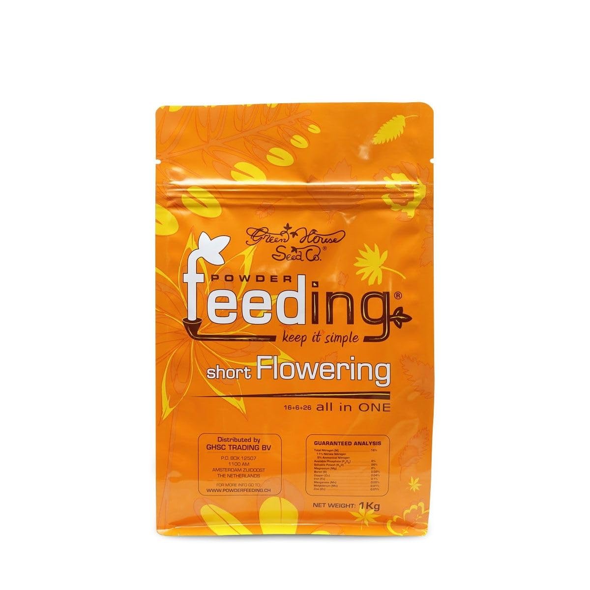 Powder Feeding SFLO-PFCH Green House Short Flowering 1 kg, orange, 15 x 18 x 7 cm