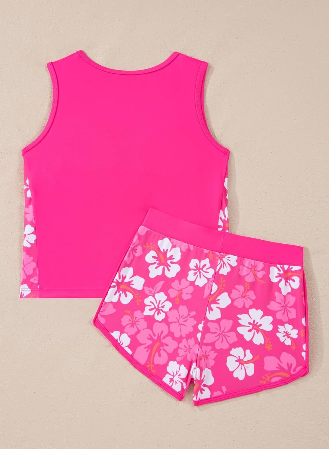 blibean Girls Swimsuits Two Piece Floral Tankini Sets with Chest Pad Size 6-15 Years - Image 4