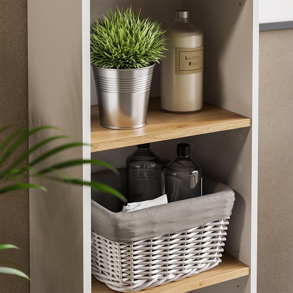 Vicco Armario de baño Viktor, Blanco/Artesano, 40.2 x 188.6 cm | apto para el almacenamiento vertical de accesorios de baño
